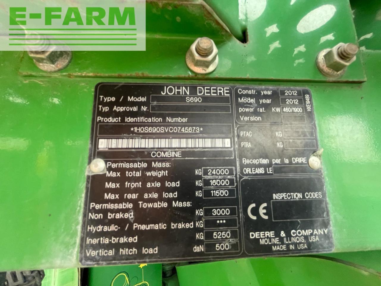 Combine harvester John Deere S690i: picture 16